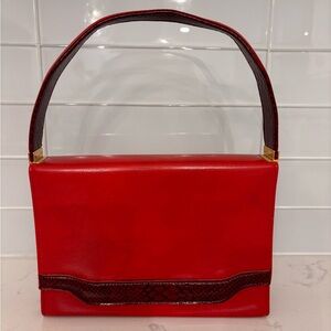 Vintage Freedex Elegant Red Handbag with Gold Detail Made in Ireland